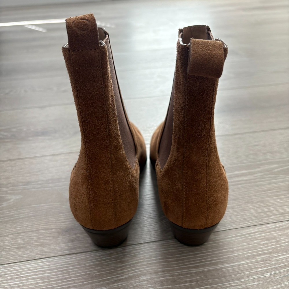 Odissi Womens Brown Ella Tan Suede Almond Toe Cuban Heel Ankle Boots‎ Size 37 EU - Picture 8 of 15